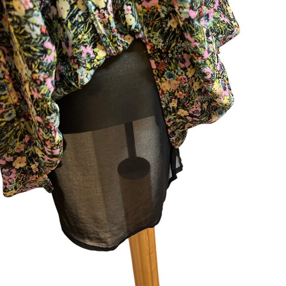 ZARA Long Sleeved Floral Dress Size Small but Roomy Ruffled Lined Peasant - Picture 7 of 12